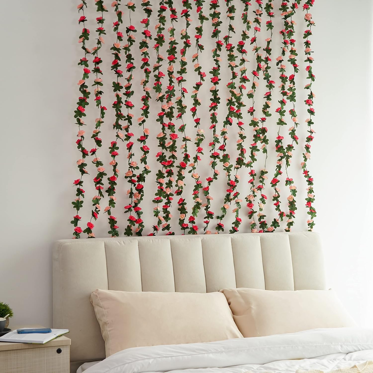 2Pcs 16.4FT Artificial Rose Vine Flower Garland Wedding Baby Shower Wall Decor