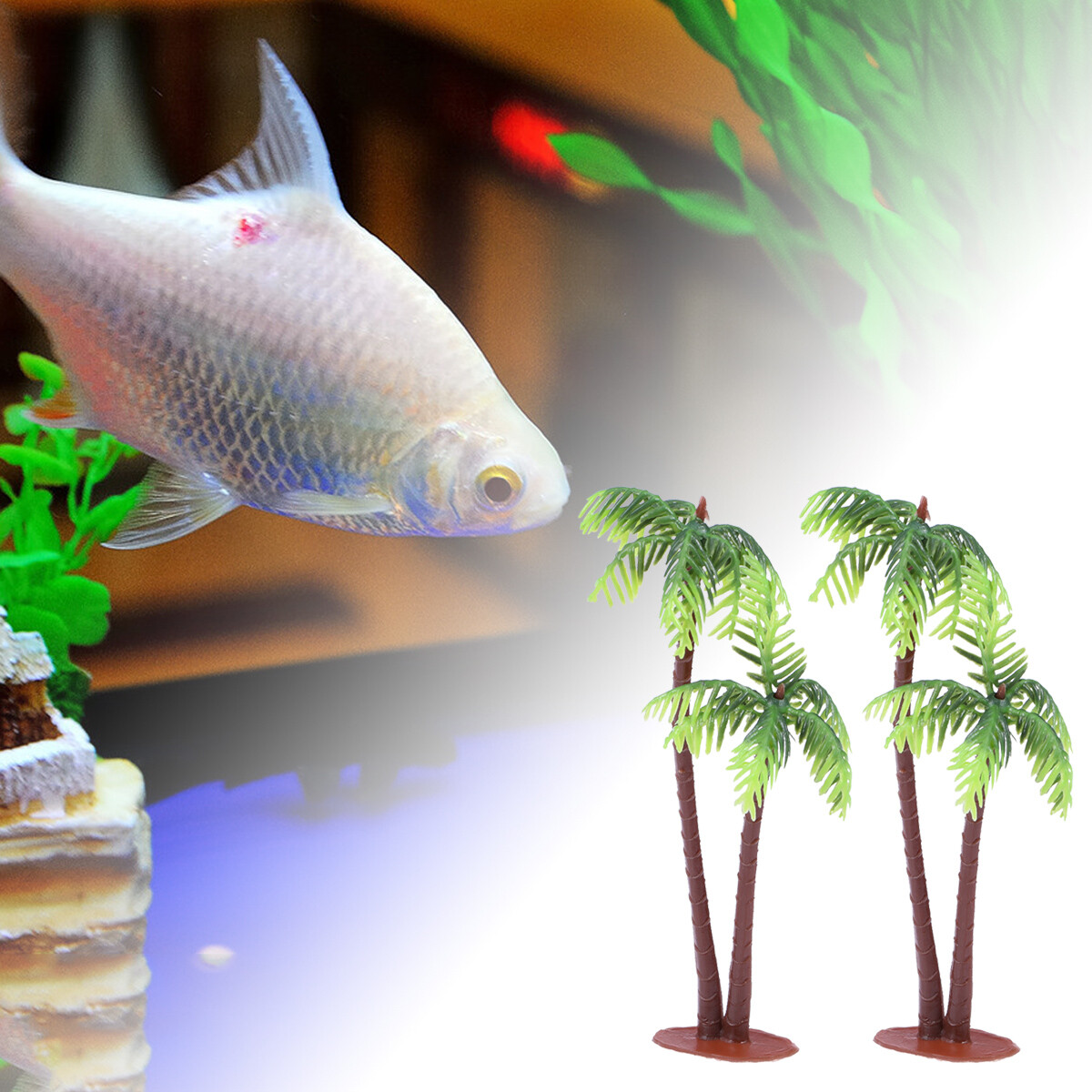 5Pcs Mini Fake Coconut Palm Tree Micro Landscape Aquarium Fish Tank Decor