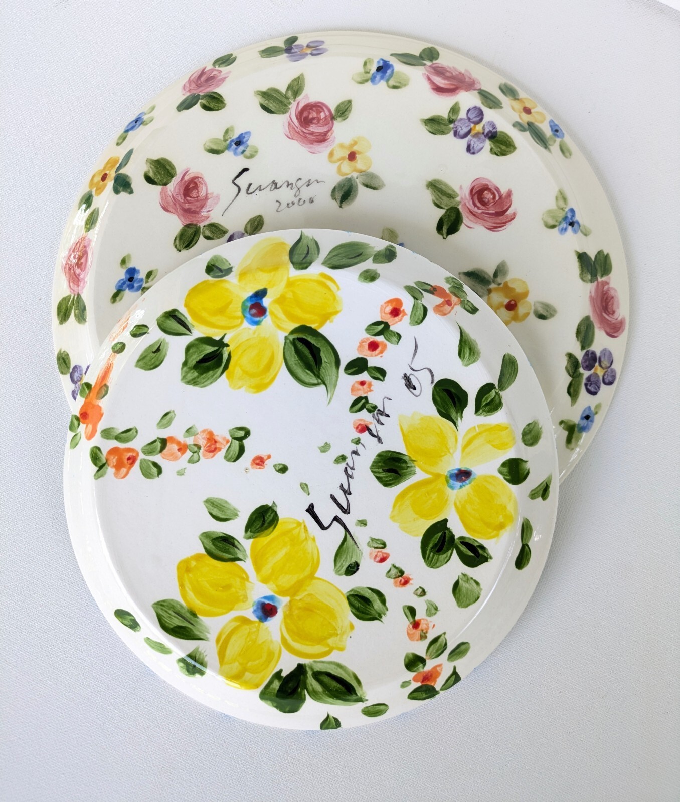 Cottagecore Handpainted Artisan Floral Plates, Y2K Vintage Decorative Plates