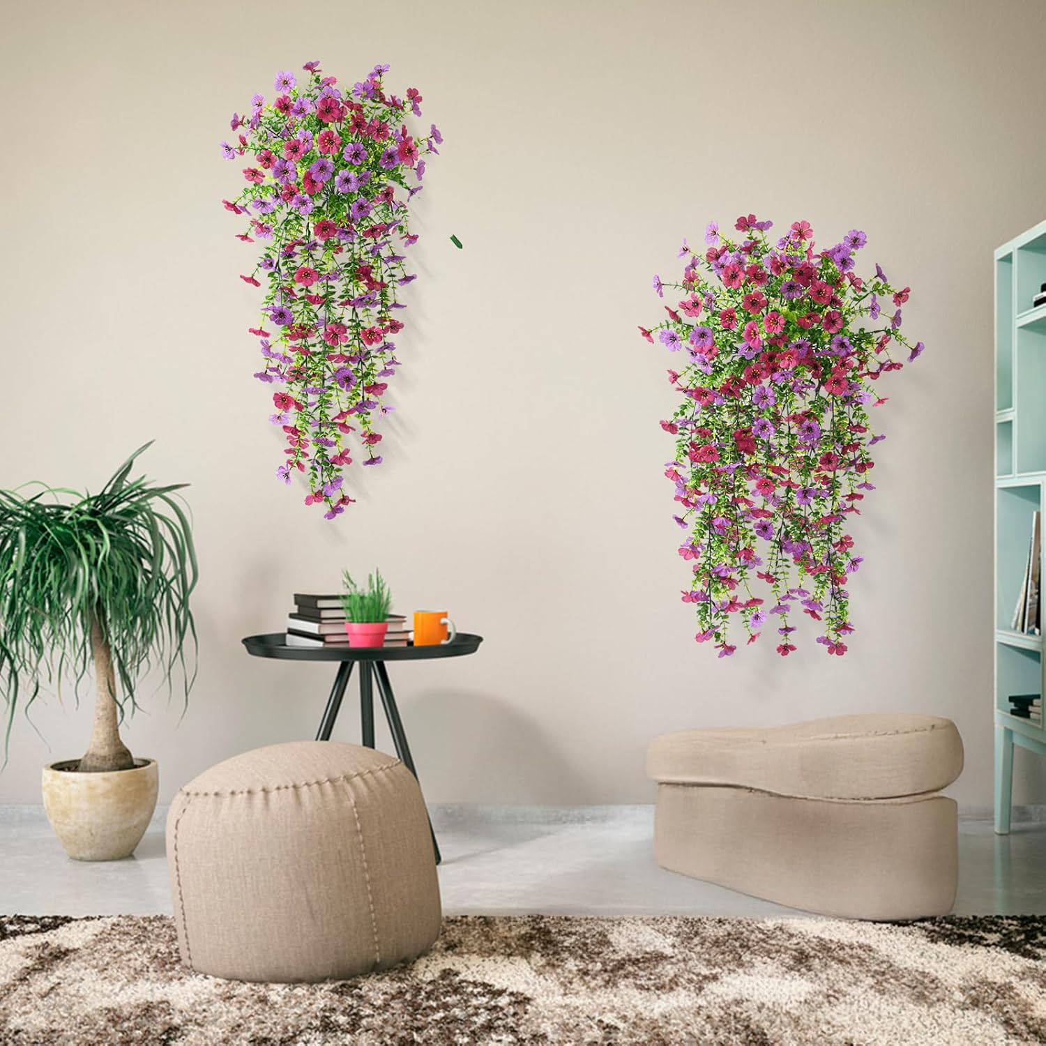 Artificial Hanging Flowers Plants for Outdoor Spring A Light Purple Red