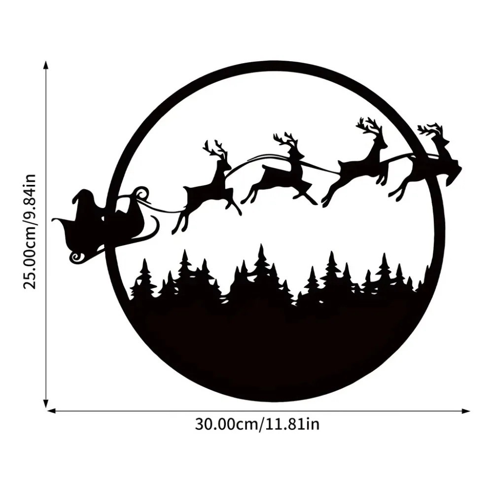 Large Round Merry Christmas Metal Wall Sign – Festive Home Decor