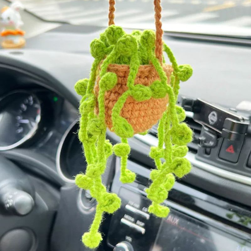 Hanging Car Crochet Handmade Succulent Pot Plant Ornaments Interior Accessories