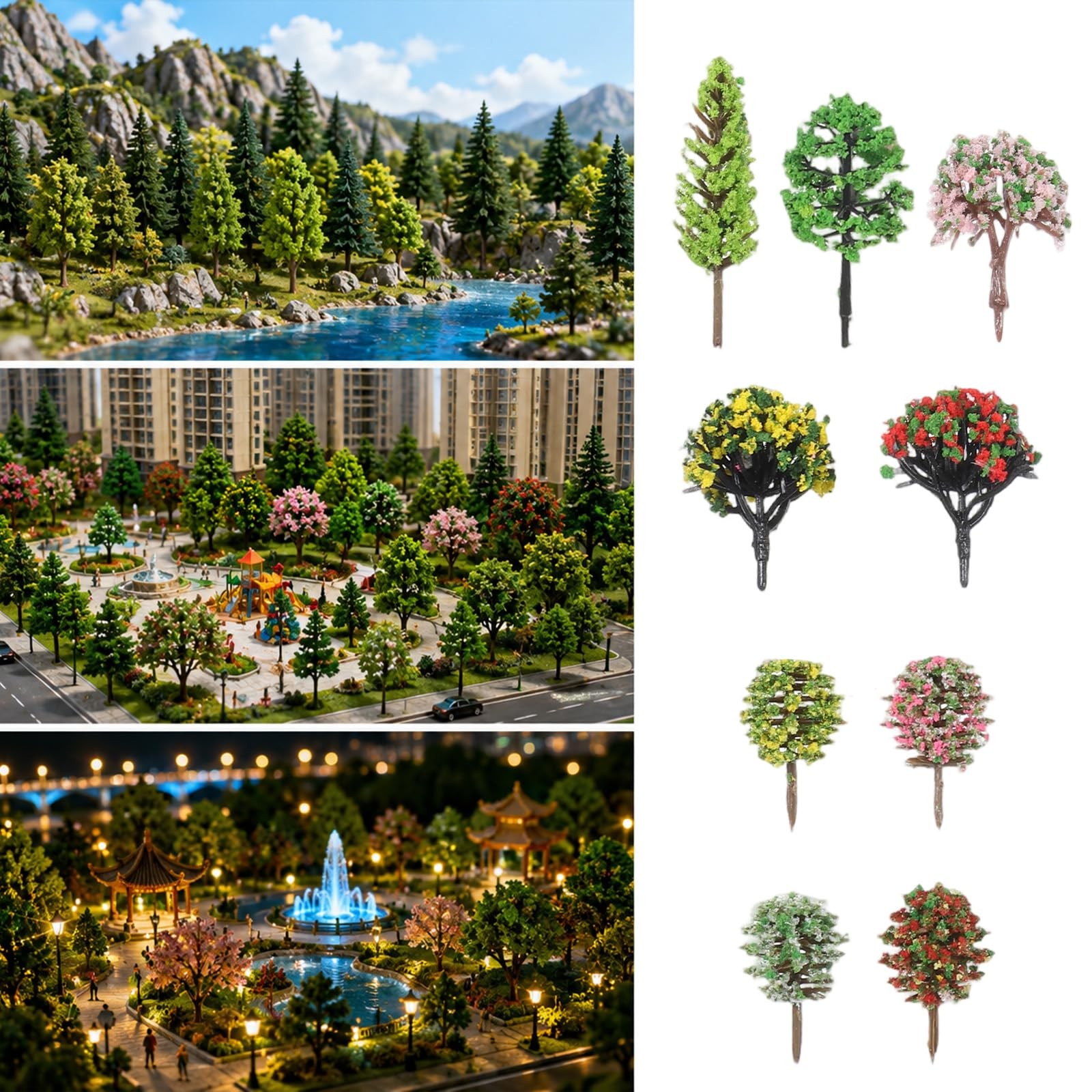 29Pcs Model Trees Mixed Miniature Plants 1.4-2.7Inch Diorama Supplies