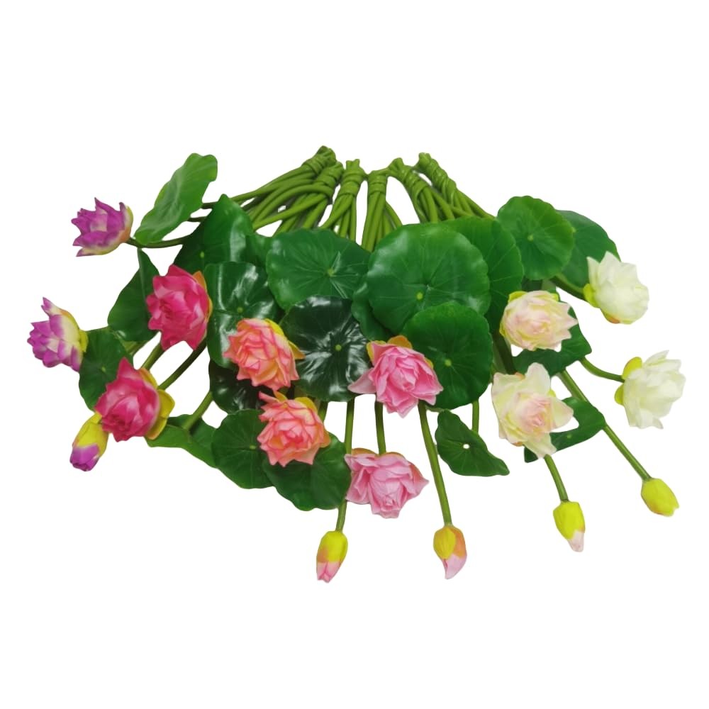 6 Pcs Water Lily Artificial Flower,10″ Silk Plants Floating Flowers,Plastic F…