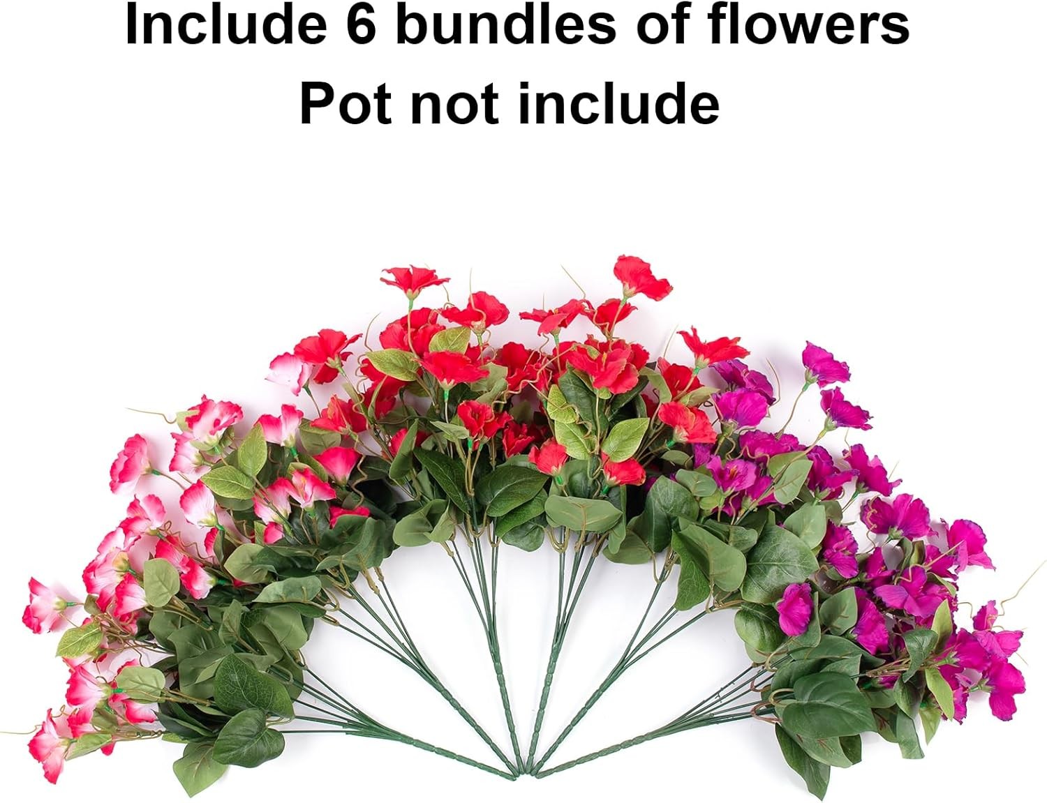 Hibiscus Artificial Flowers for Outdoors Spring Decoration, 6 Bundles Faux Silk