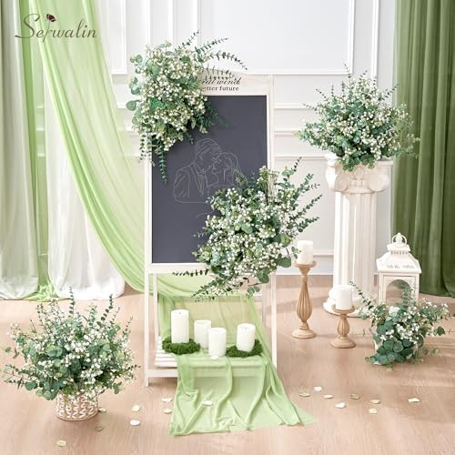 100 Mixed Artificial Eucalyptus Stems – Babys Breath Artificial – 100pcs