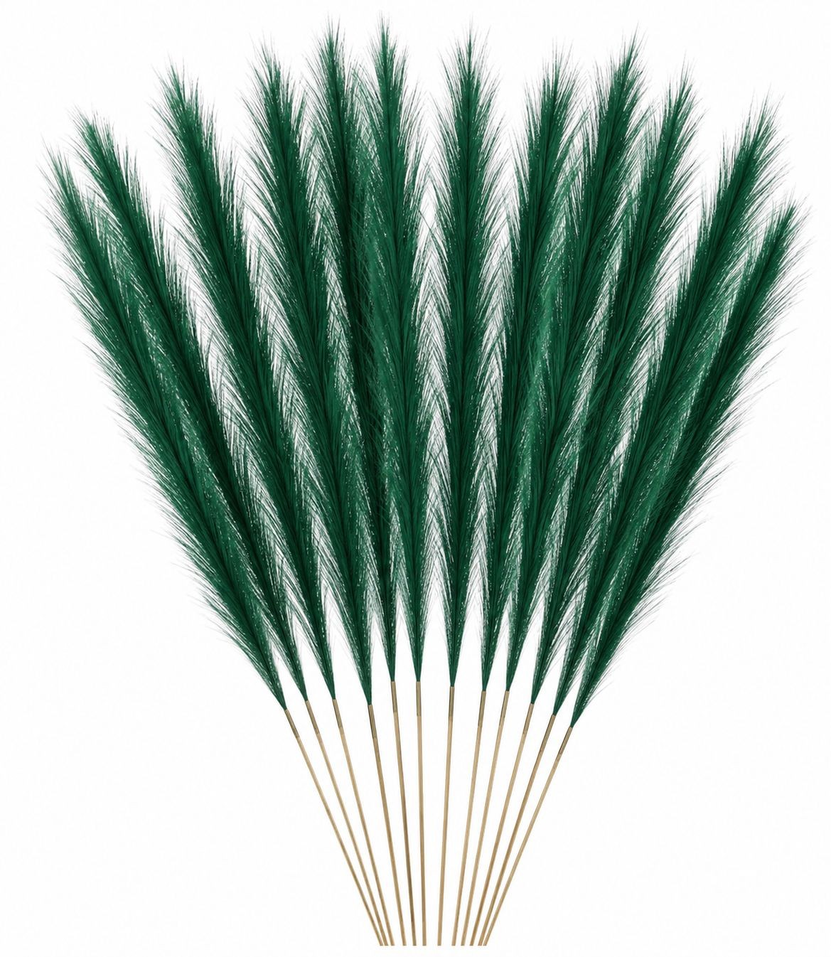 Emerald Green Faux Pampas Grass Set of 12 Artificial Pampas Stems Green Wedding