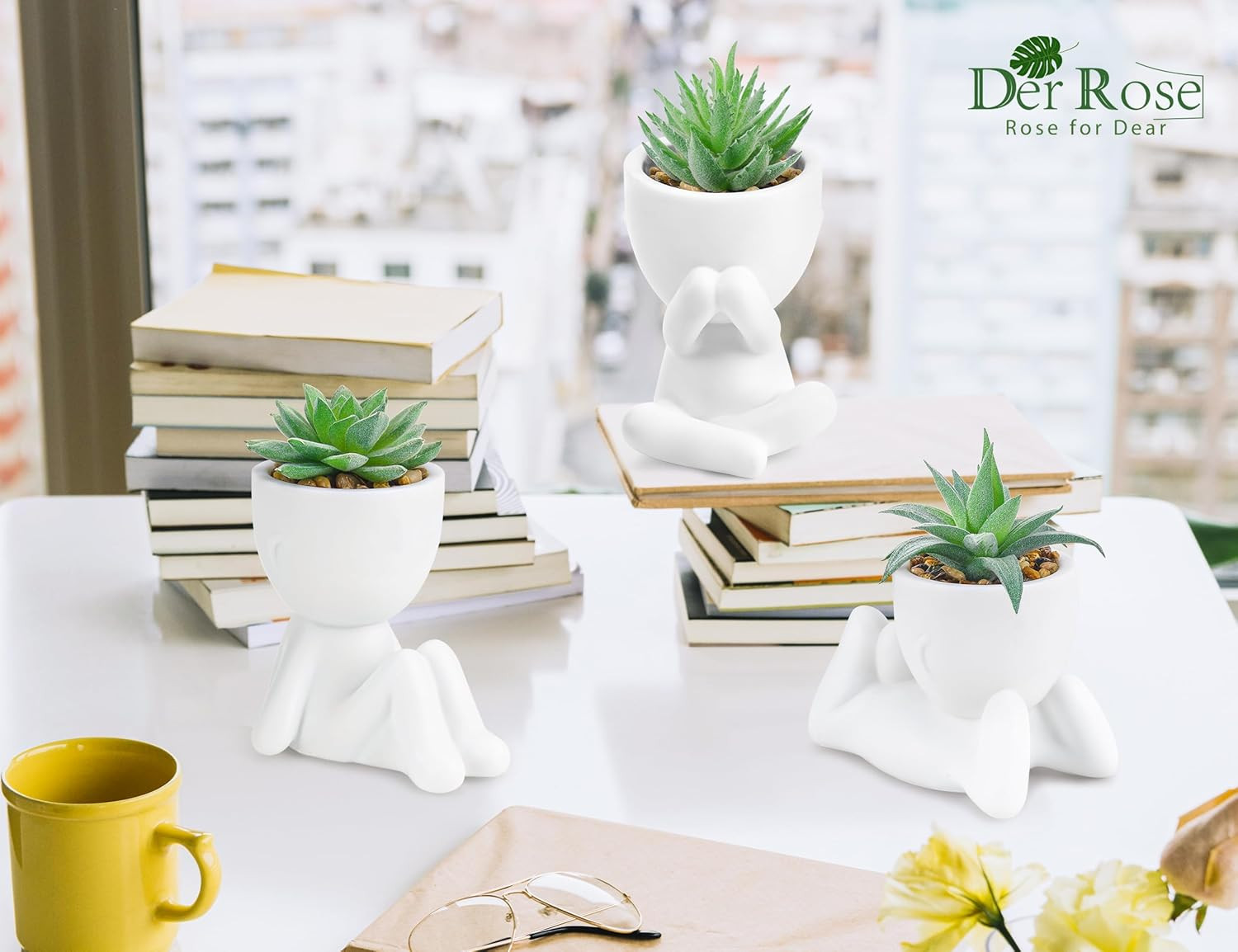 3 Pack Fake Plants Artificial Succulents Plants for Room Bathroom Home Office…