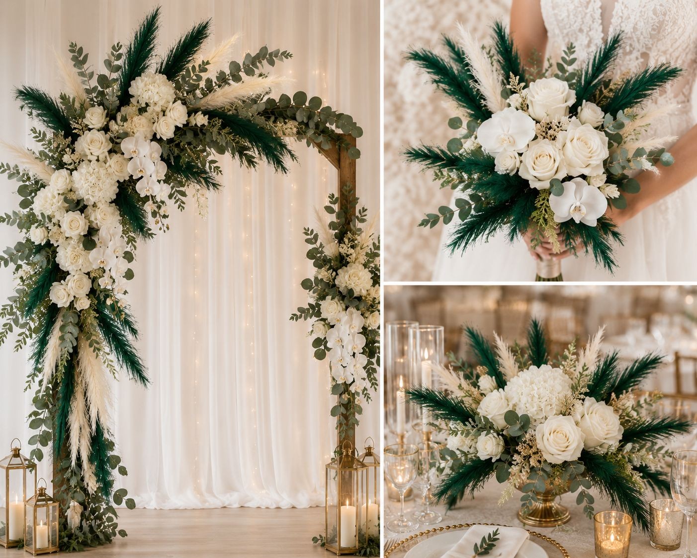 Emerald Green Faux Pampas Grass Set of 12 Artificial Pampas Stems Green Wedding