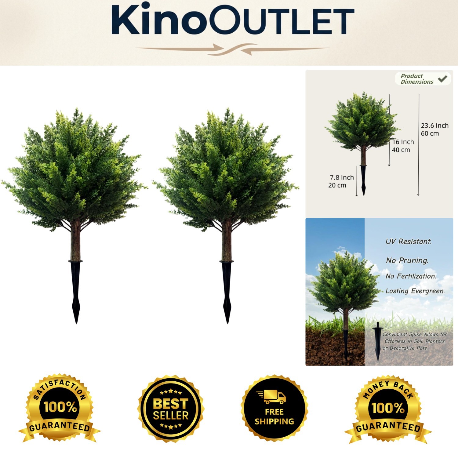 Weather Resistant Cedar Topiary Set for All-Season Outdoor Charm – 23.6″ Each