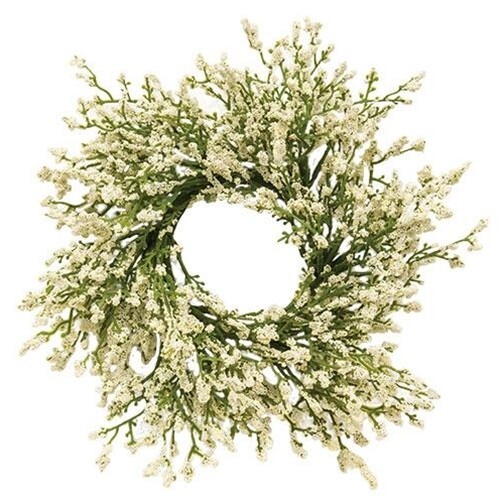 NEW Farmhouse CREAM CANDLE RING ASTILBE BUDS 3″ INSIDE x 10″W Decor Cottage