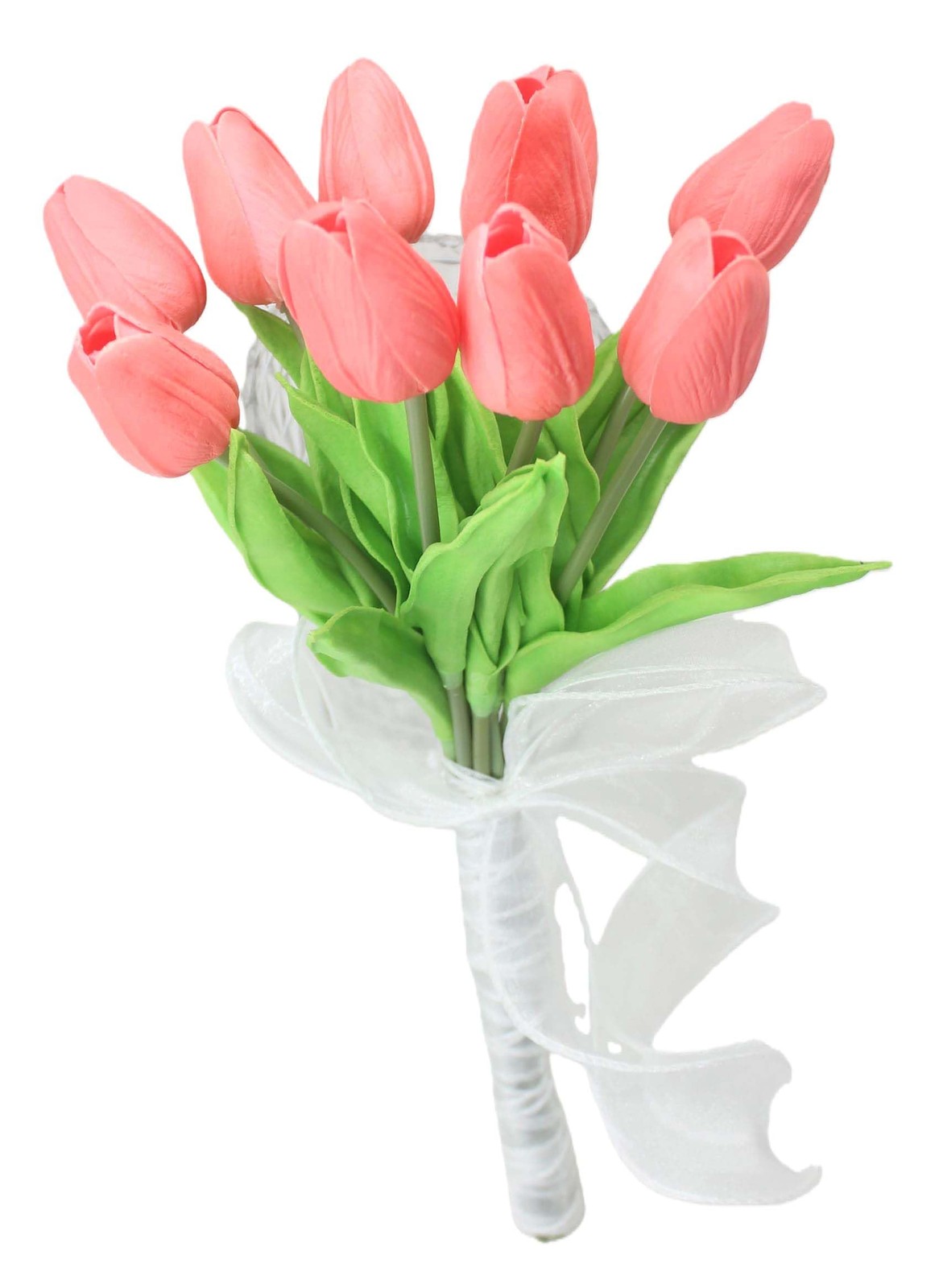 10-Heads Artificial Flowers PU Mini Real Touch Tulip Bouquets for Home Weddin…