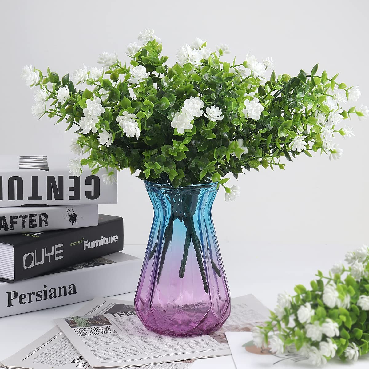 RECUTMS Artificial Flowers, Fake Boxwood Outdoor UV Resistant Plants Artificial