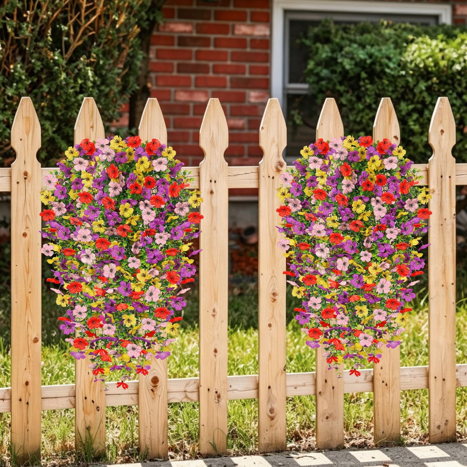 6 Bundles UV Resistant Artificial Flowers for Outdoors, Mix Color