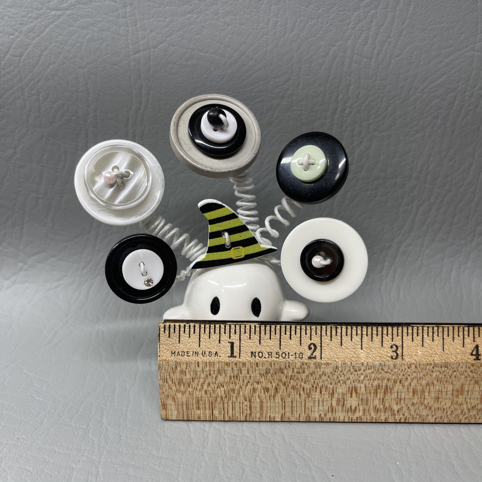 Button Flower Bouquet In Ghost S&P Shaker White Grey Black Halloween Decor