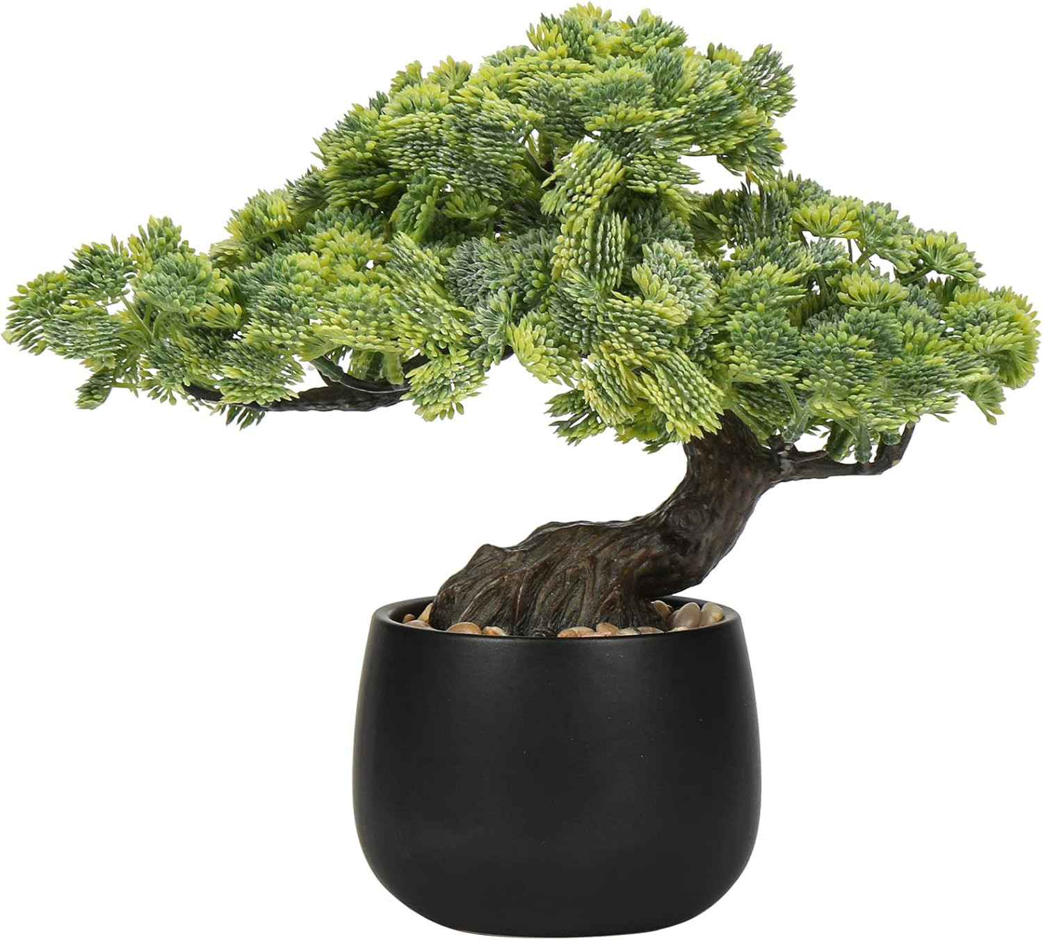 Artificial Bonsai Tree Juniper Faux Plants Indoor Fake Plants Decor with Black C
