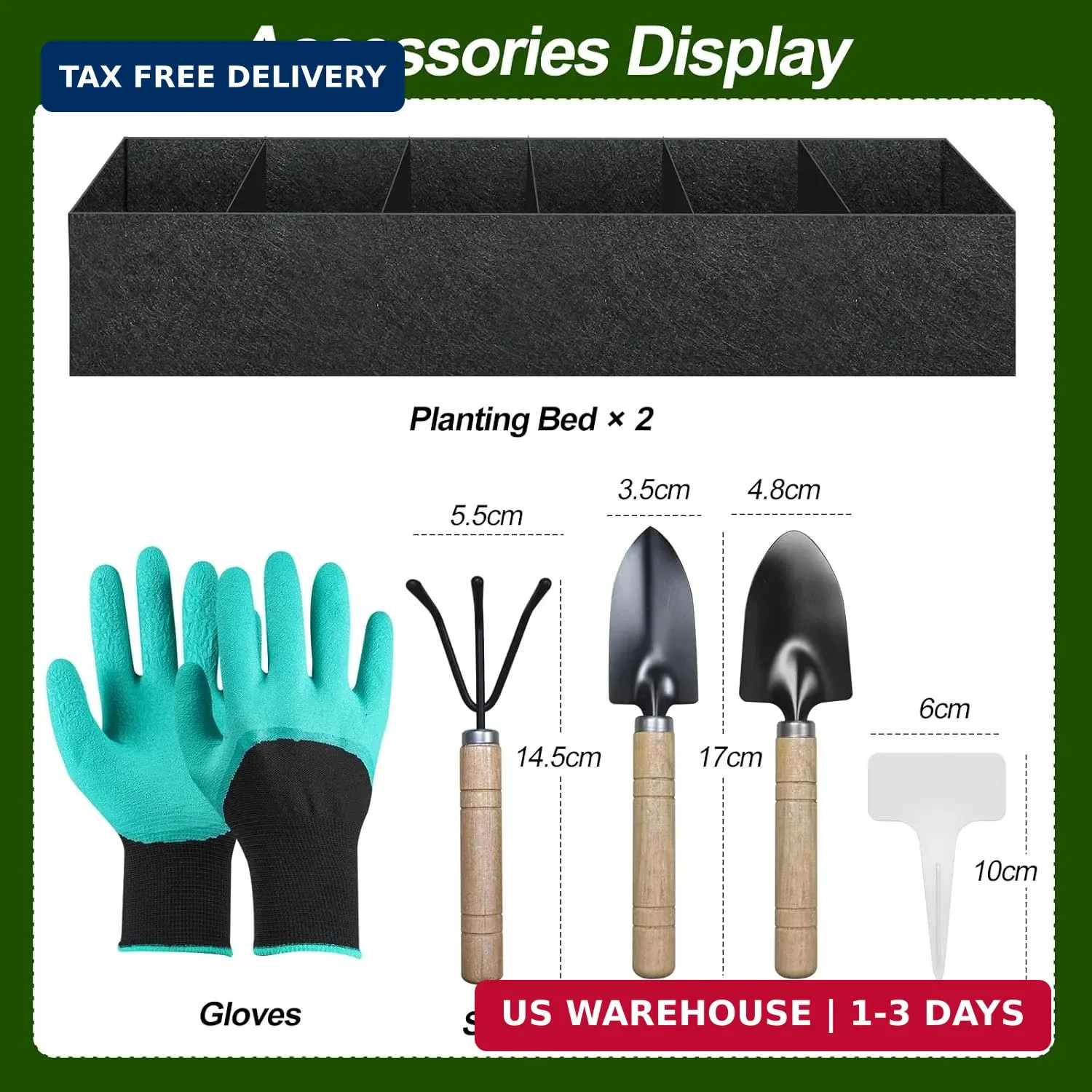 2PCS 12x2x1ft Fabric Raised Garden Bed Outdoor Patio 6 Grids Raised Planter Box