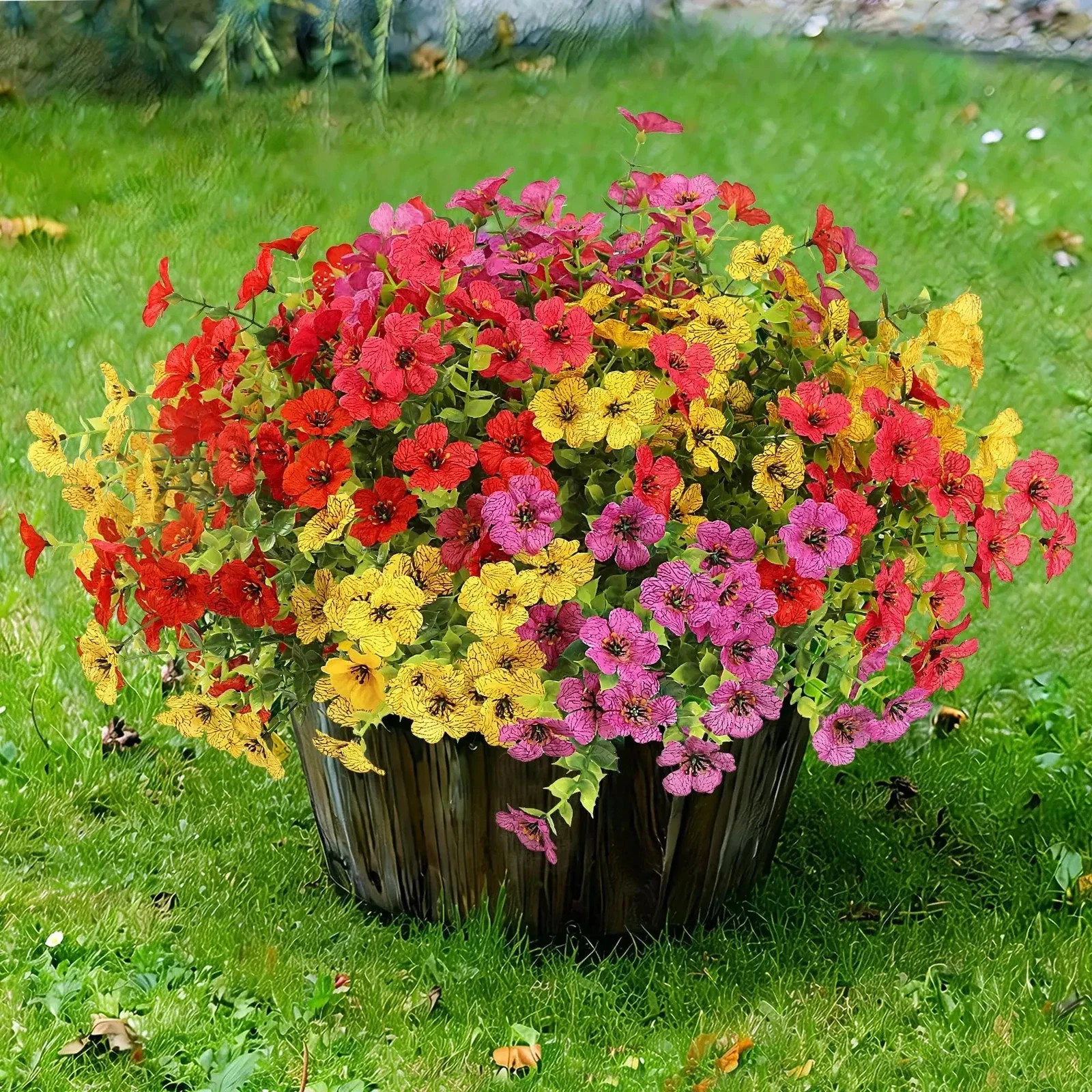 Artificial Flowers for Outdoors 12 Bundles Realistic Faux Plants UV Resistant Fa