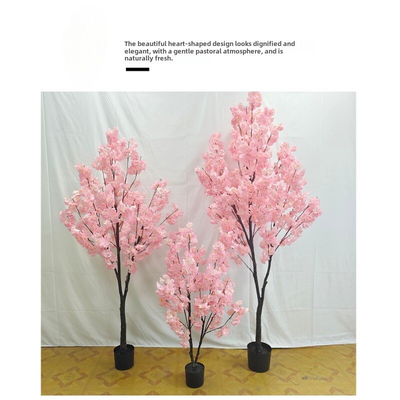 Simulation plant pot decoration bionic green plant fake green pink cherry tree