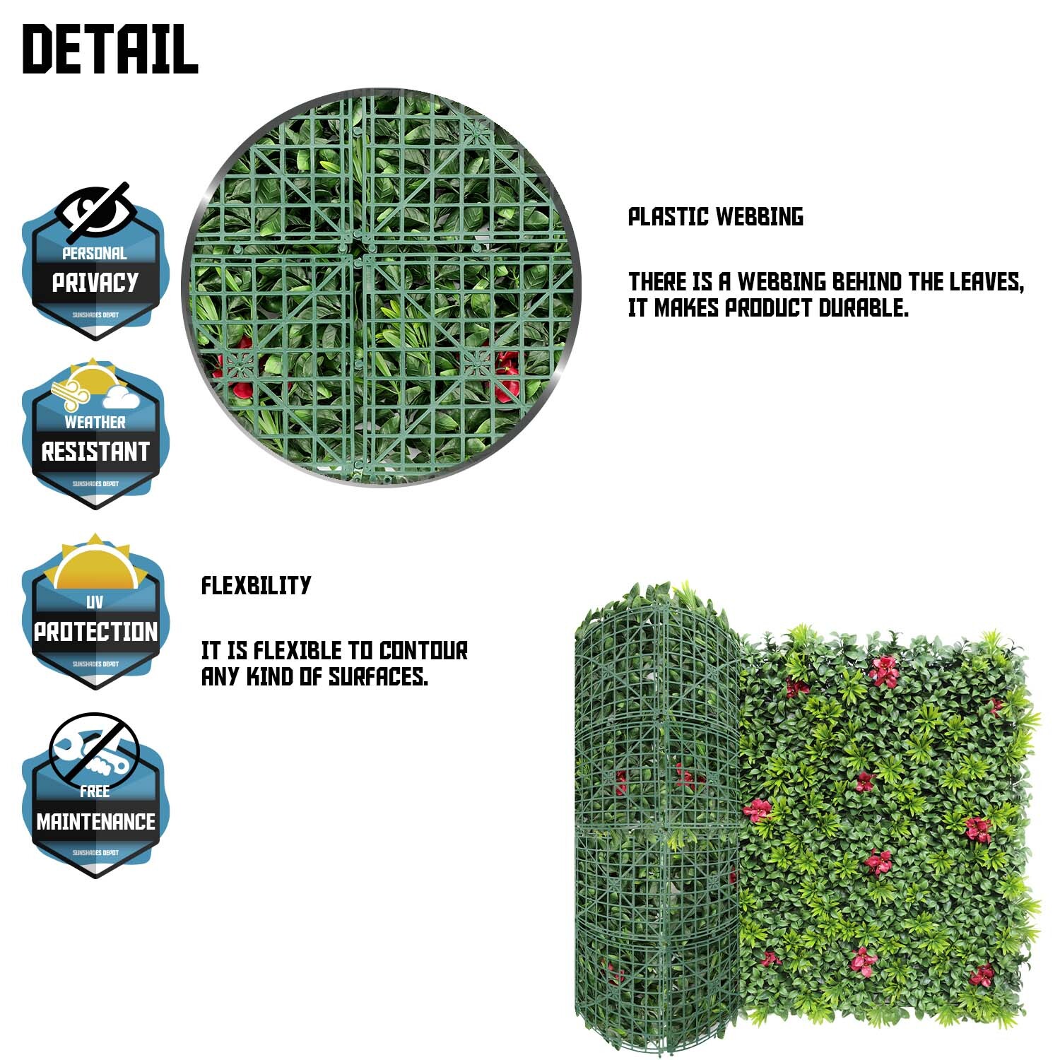 40″ Artificial Faux 3D Mix Leaves Wall Panel Fence Screen Home Outdoor Decor #01