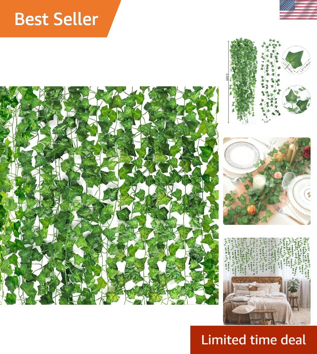 24 Pack Fake Ivy for Room Decor Fake Vines for Bedroom Decor Wedding Wall Ind…