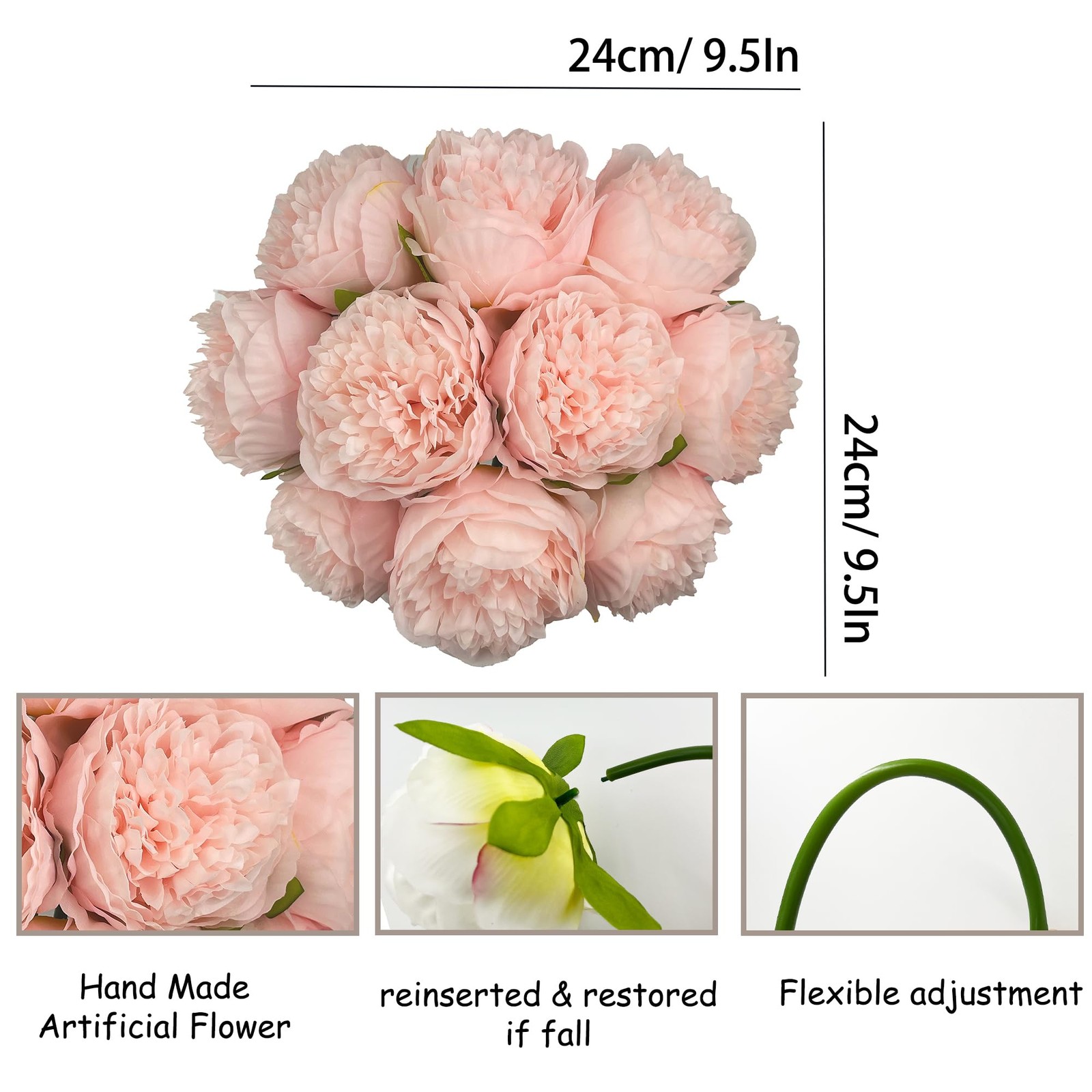 2 Bouquet 10 Heads Artificial Silk Peony Fake Flowers Wedding Party Decor