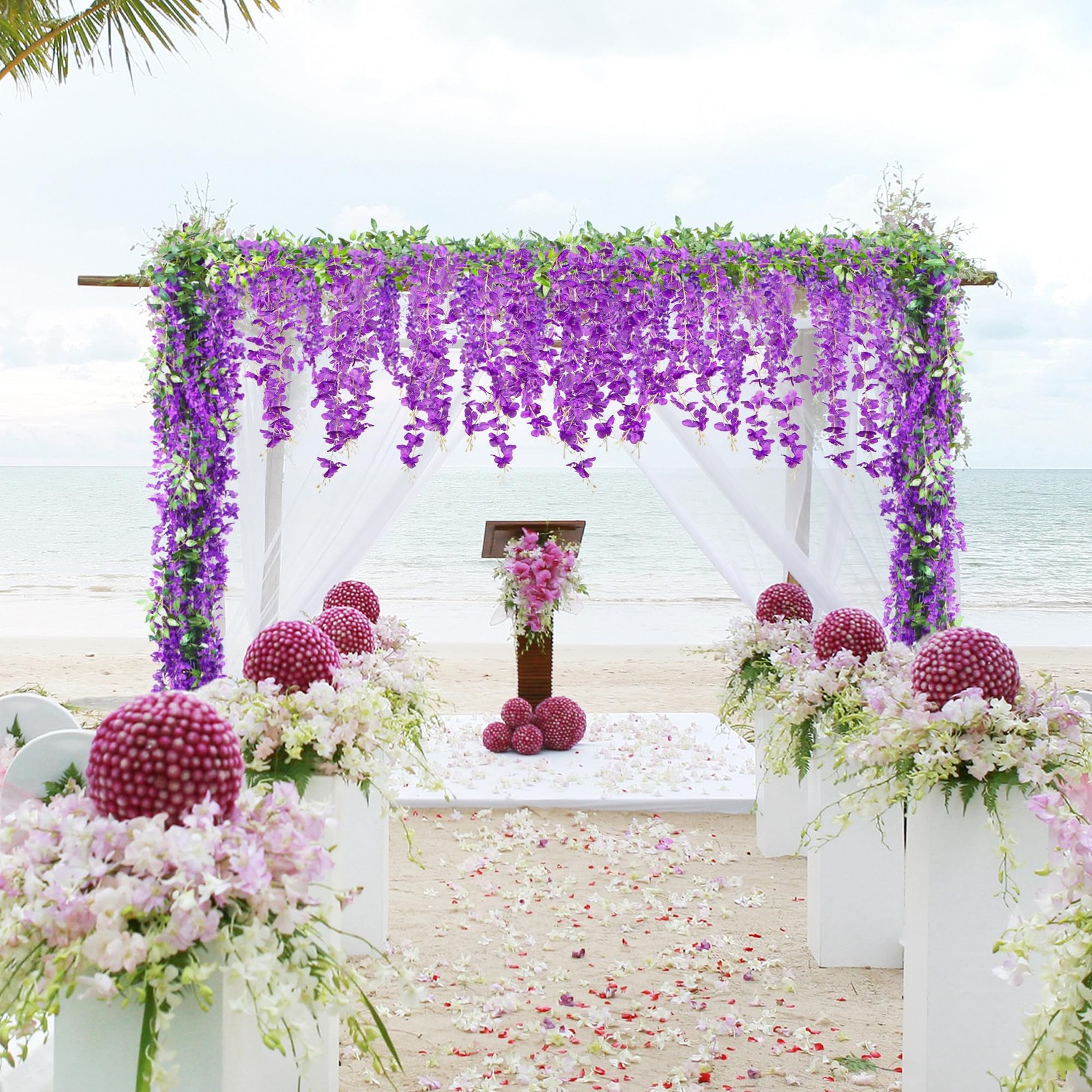 6Pcs Wisteria Garland Artificial Flowers Garland Fake Hanging Wisteria Vines …
