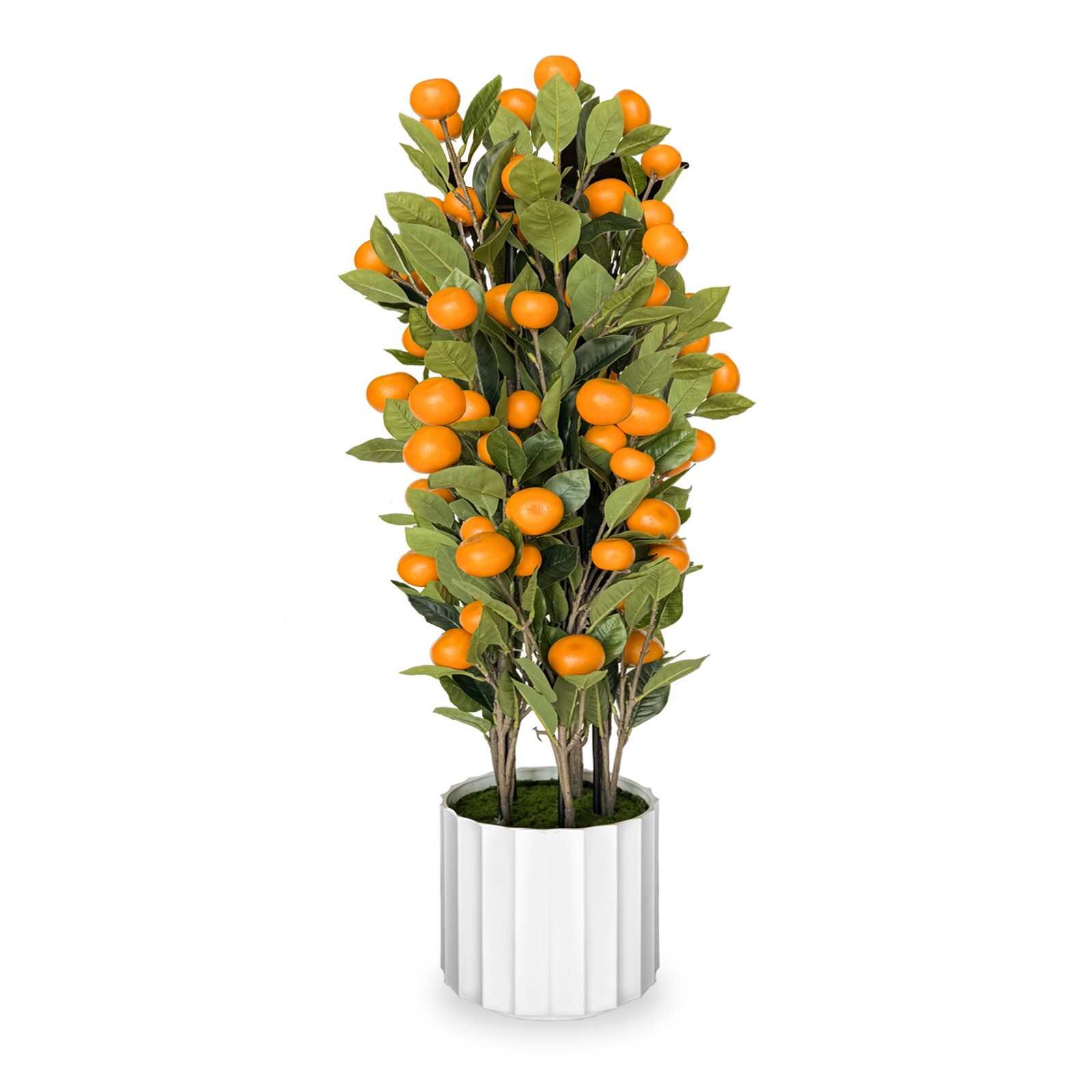 3′ Artificial Potted Plants Orange Tree Fruit Tree with White Plastic Pot 3ft