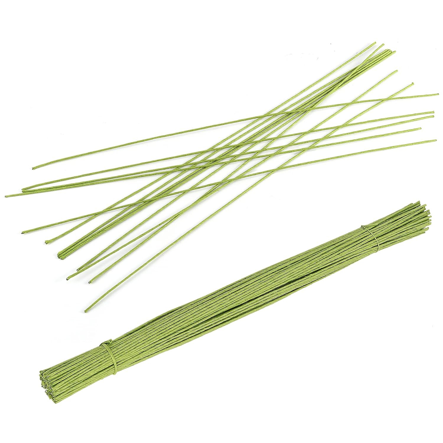 500 Counts 16 Inch Green Floral Stem Wire, 14 Gauge 2MM Paper Wrapped Covered Fl