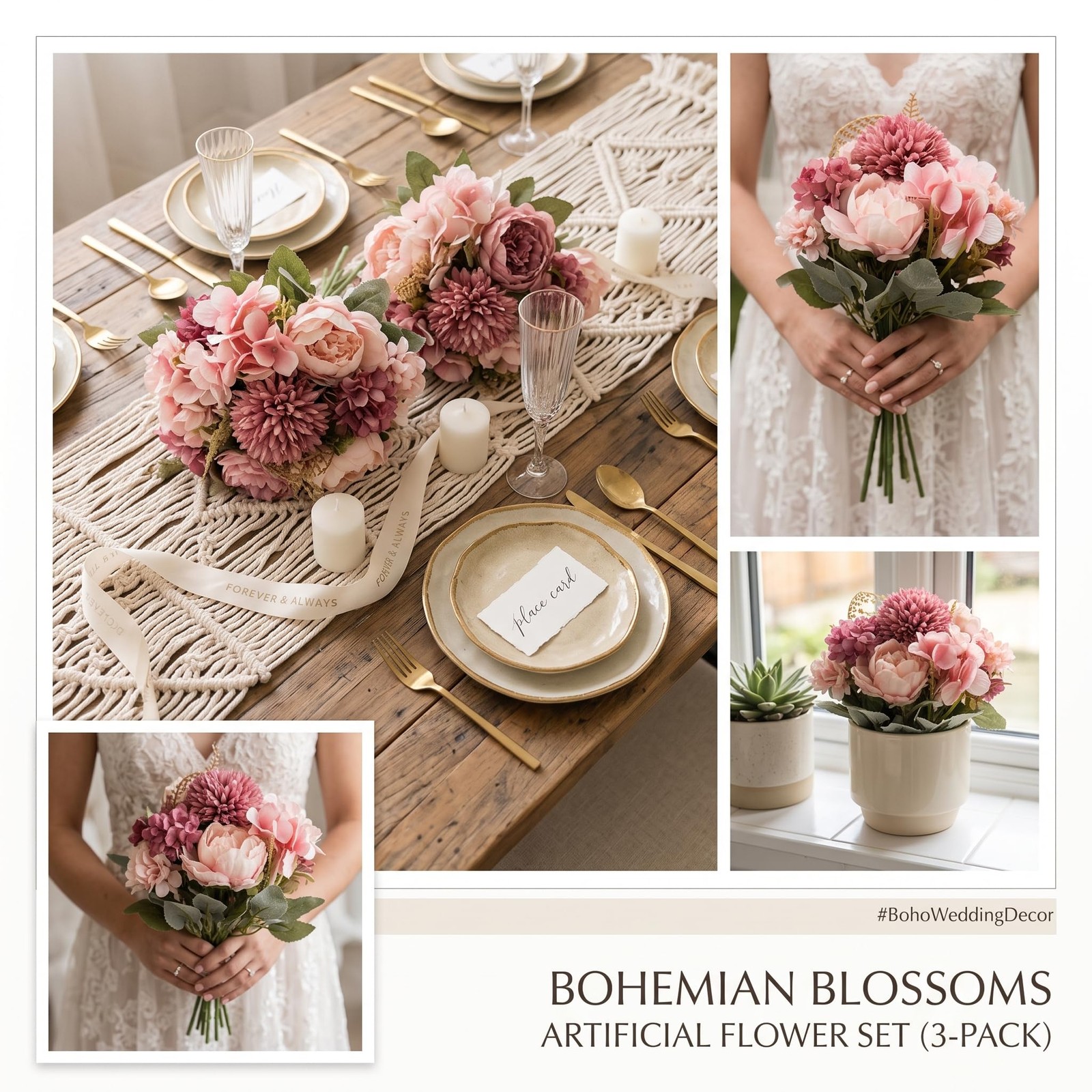 Blush Artificial Silk Peony Flowers Bouquet Table Centerpiece Wedding Decor