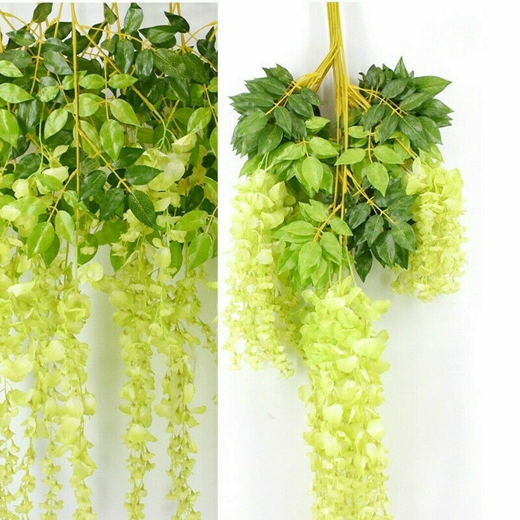12PCS Artificial Fake Wisteria Vine Ratta Hanging Garland Silk Flowers Decor