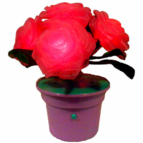 Wild Roses Lighted Red Flashing Pink Flowers Lamp Battery Powered Light NEW