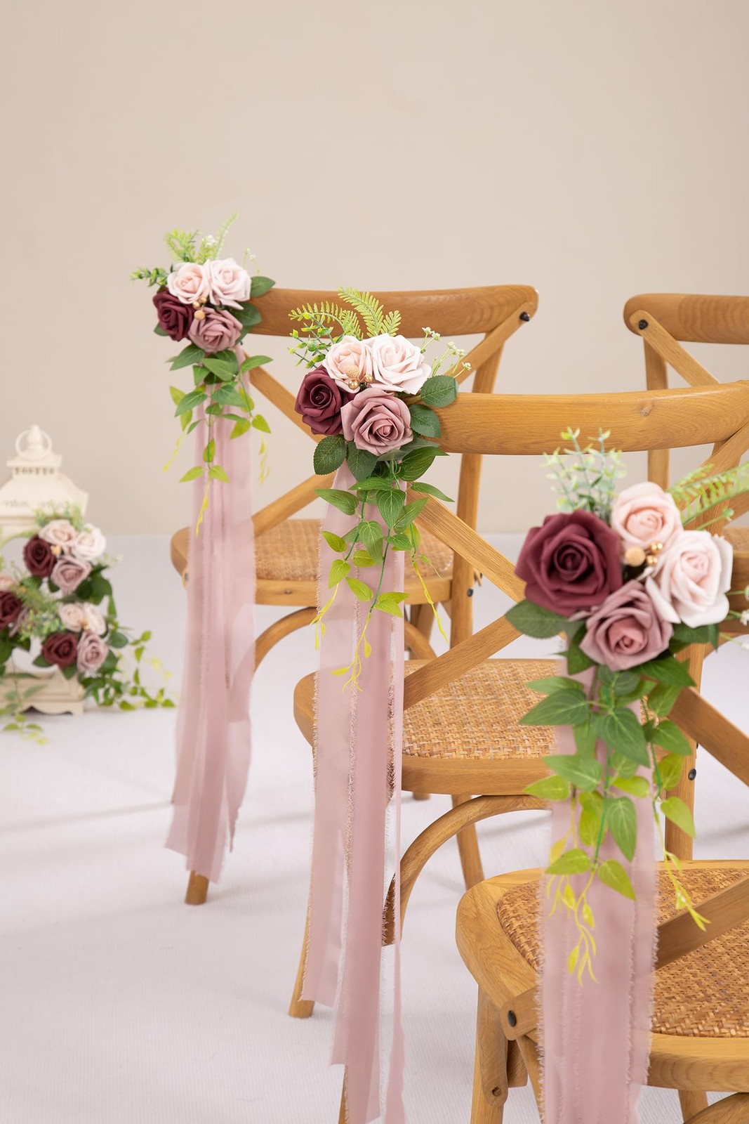Wedding Aisle Decorations Mauve Pew Flowers Set of 10 for Wedding Ceremony Pa…