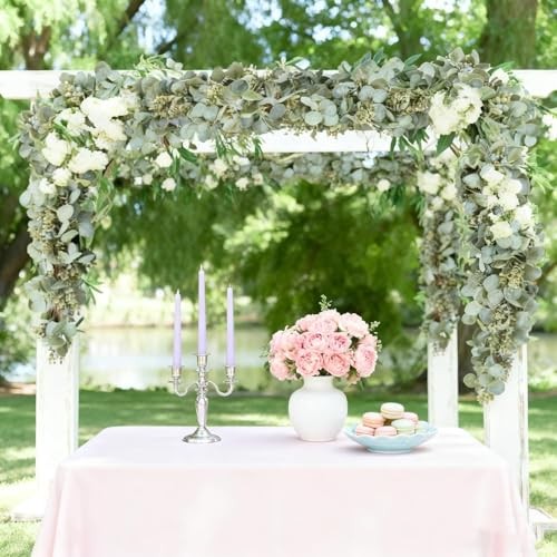 Artificial Eucalyptus Garland Greenery – 6.56FT Realistic Green Leaf Garland
