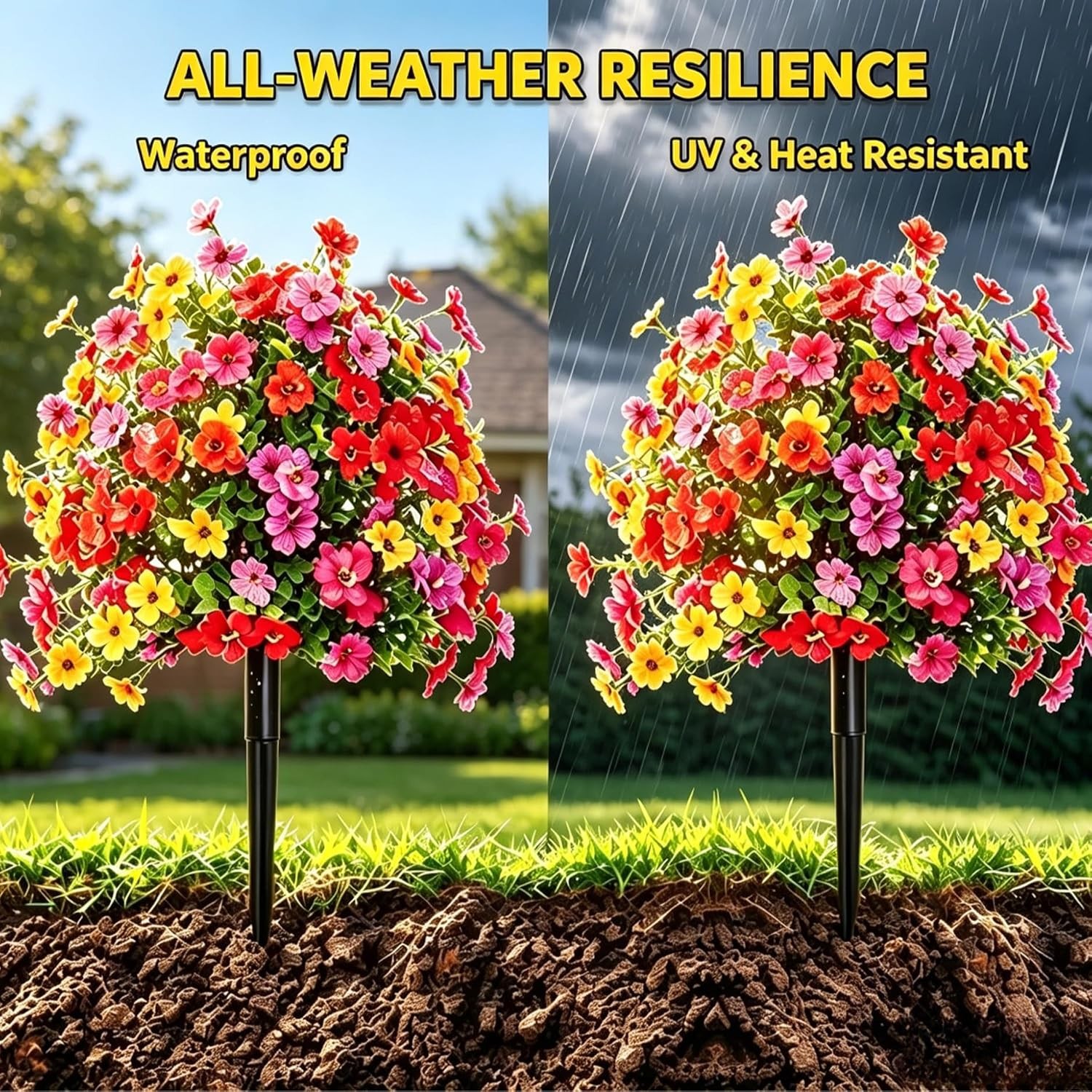 Artificial Violet Flowers with Ground Spike Fake Plants Garden Patio Yard Decor