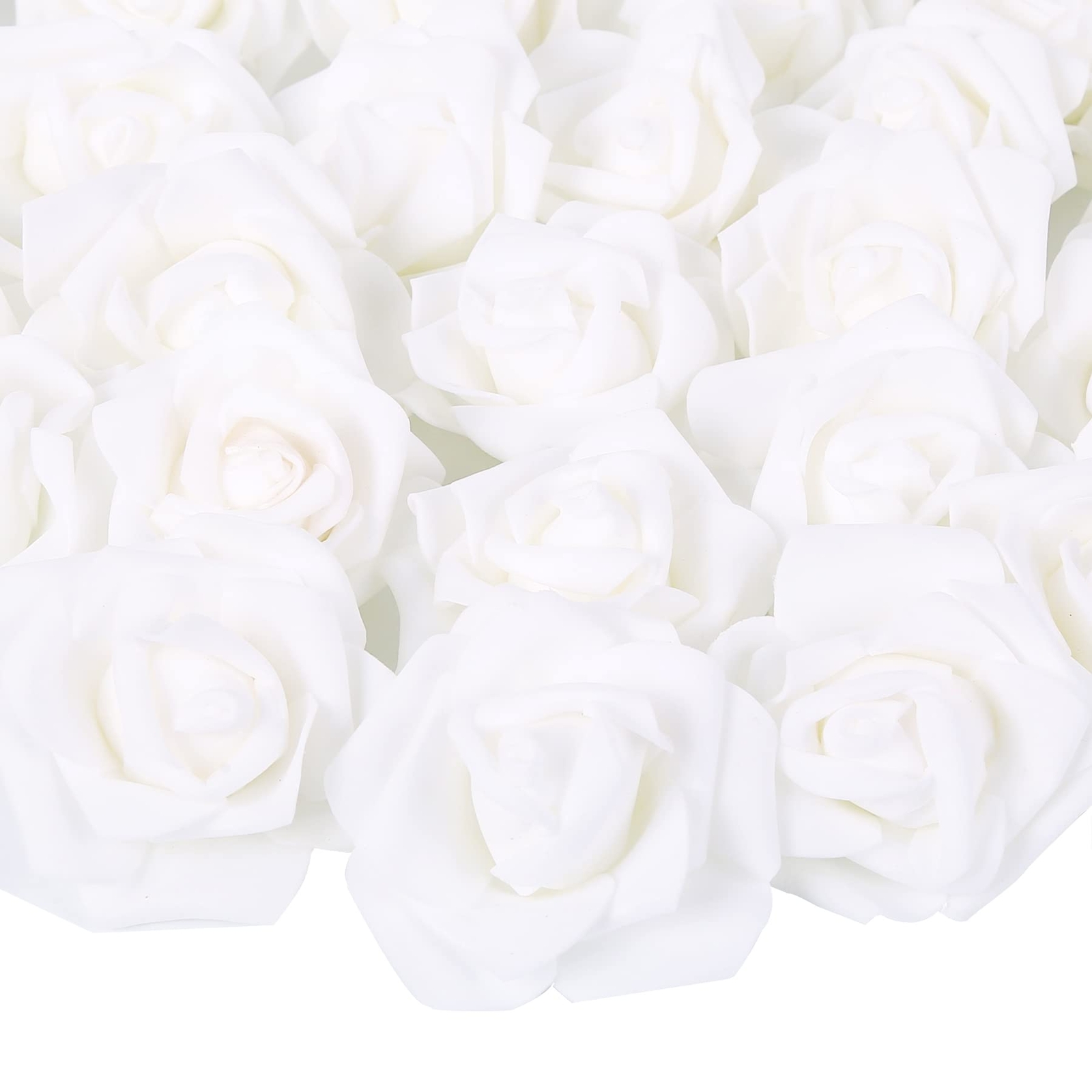 100PCS White Foam Rose Artificial Flowers DIY Wedding Bouquets Centerpiece