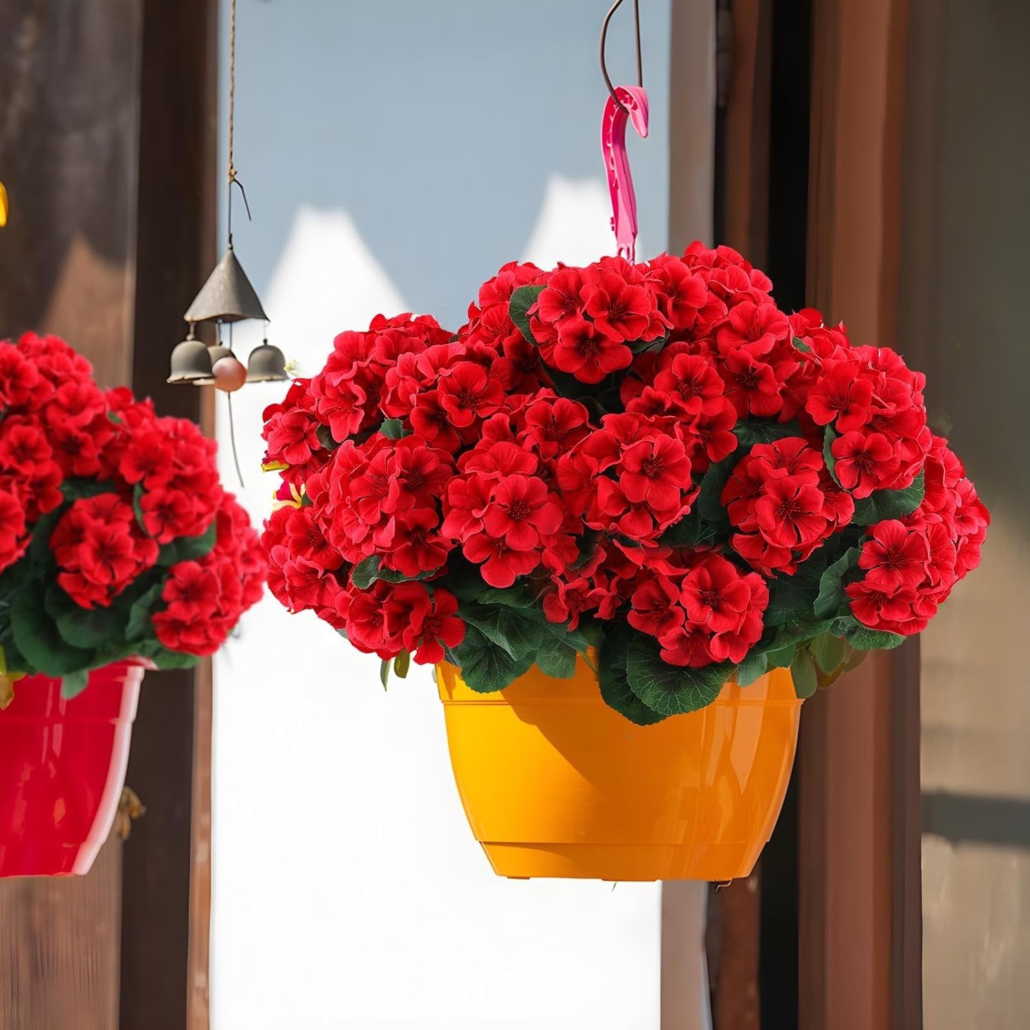 6 Pcs Artificial Geranium Flowers for Outdoors Geranium Silk Red Flower Outdo…