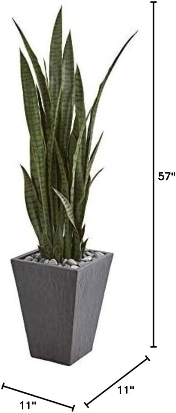 57″ Tall Faux Snake Plant in Slate Planter – Lifelike Indoor Decor