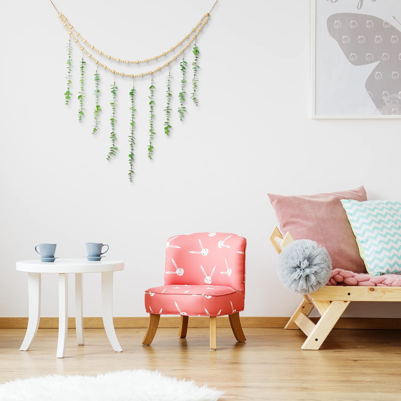 Hanging Eucalyptus Boho Wall Decor Large Boho Bedroom Wall Hanging Wooden Bea…