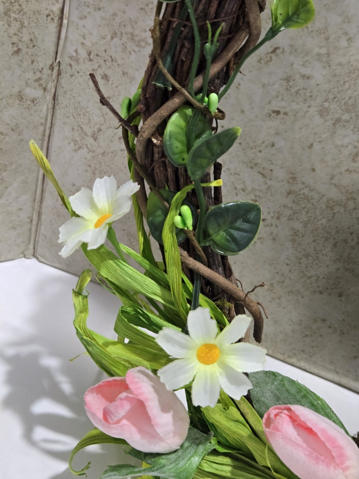 MARTHA STEWART Easter Bunny WREATH SPRING FLOWERS 16 INCHES NWT