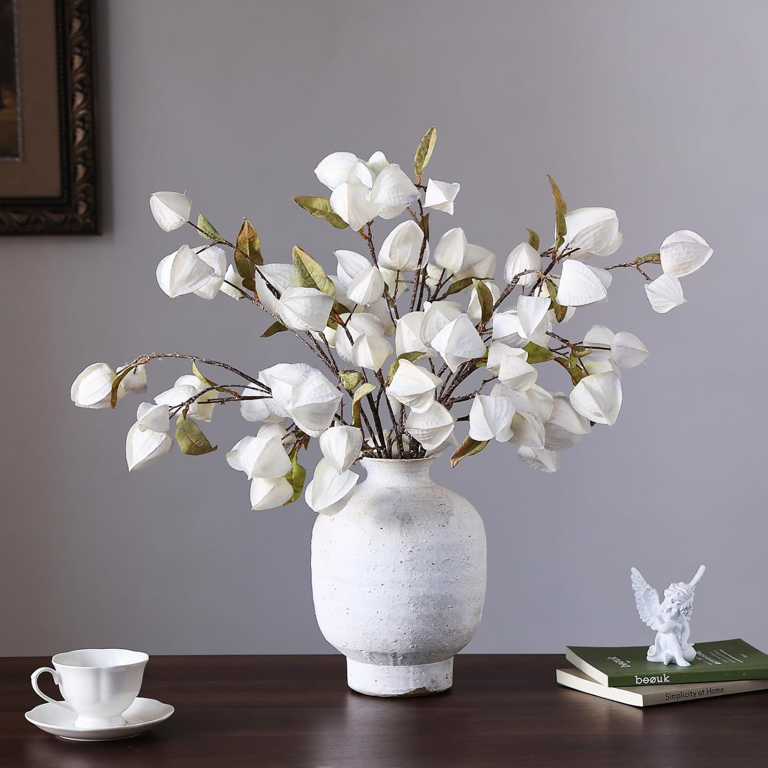 4PCS Faux Physalis Branches – 29″ Cream Cape Gooseberry for Home Decor
