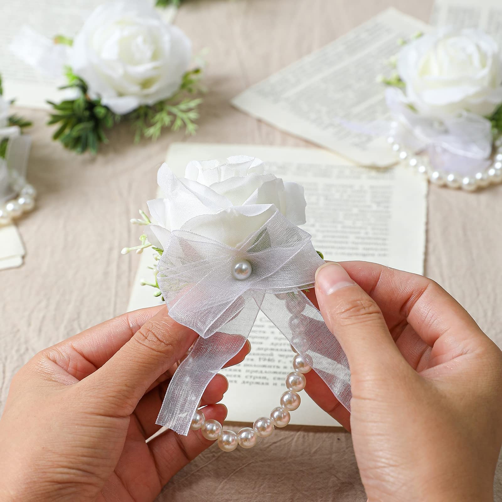 Artificial Flowers White Rose Wrist Flowers and Mens Corsage Wedding Flowers …