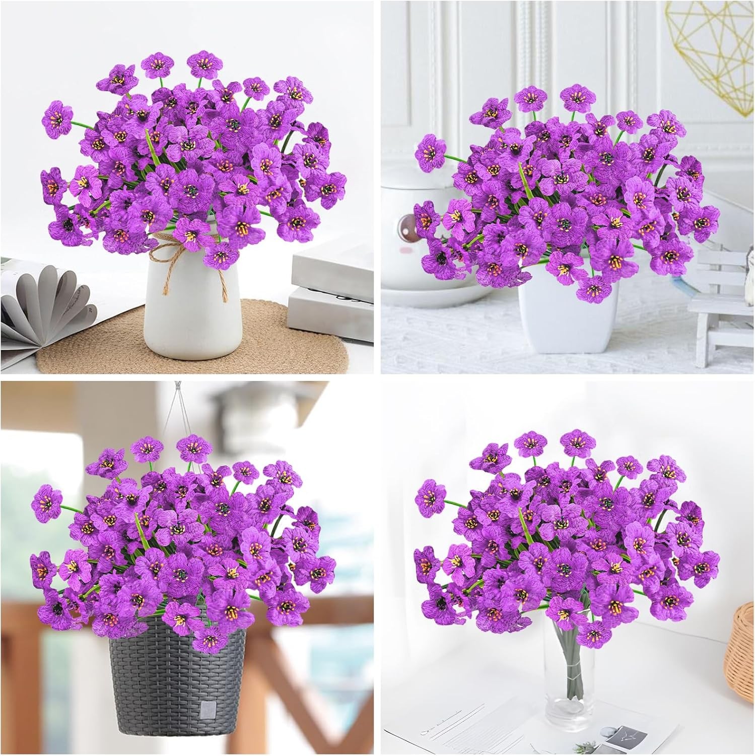 48 Bundles Outdoor Artificial Flowers UV Resistant Fake Silk Flower Faux Plastic