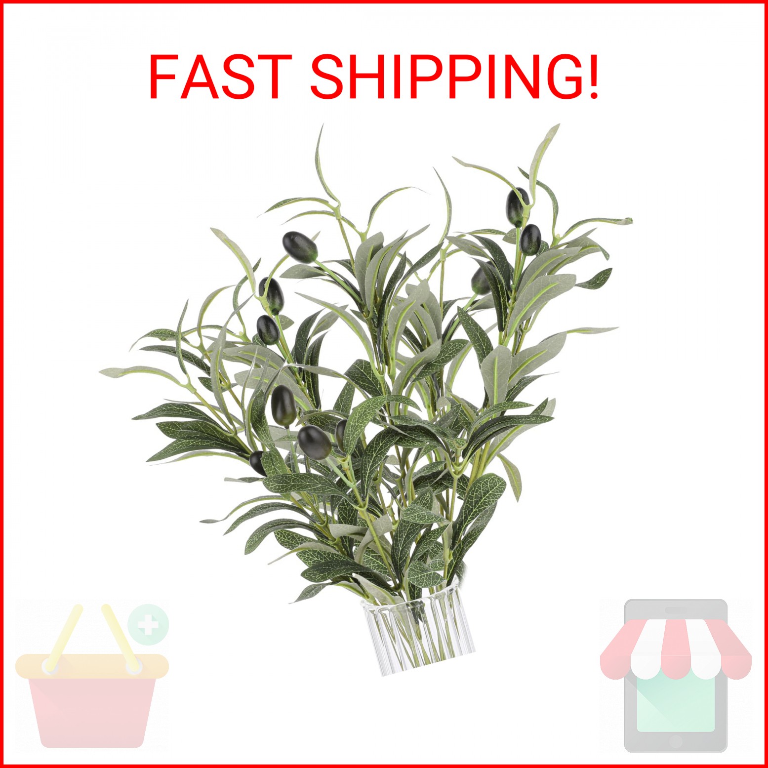 Mozeat Lens 11 Inch Olive Branches for Vases, 5 PCS Artificial Plants Olive Tree