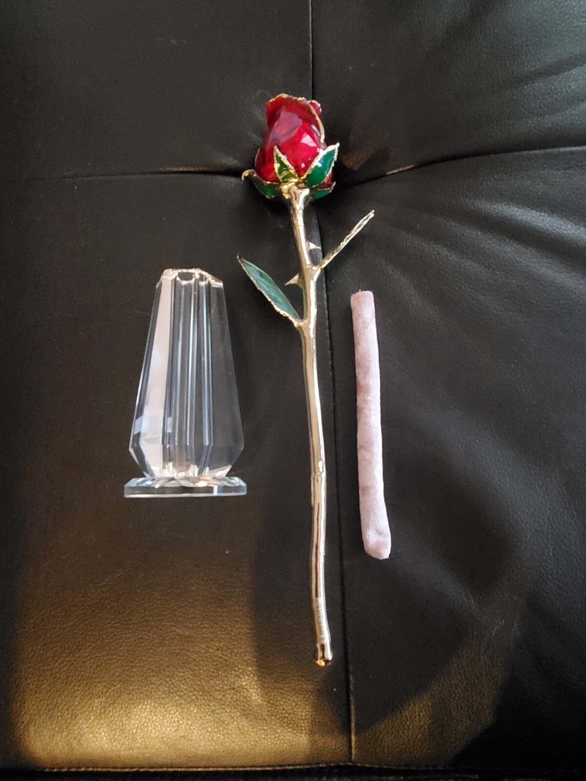 24k Gold Dipped Real Rose (Red) With Vase