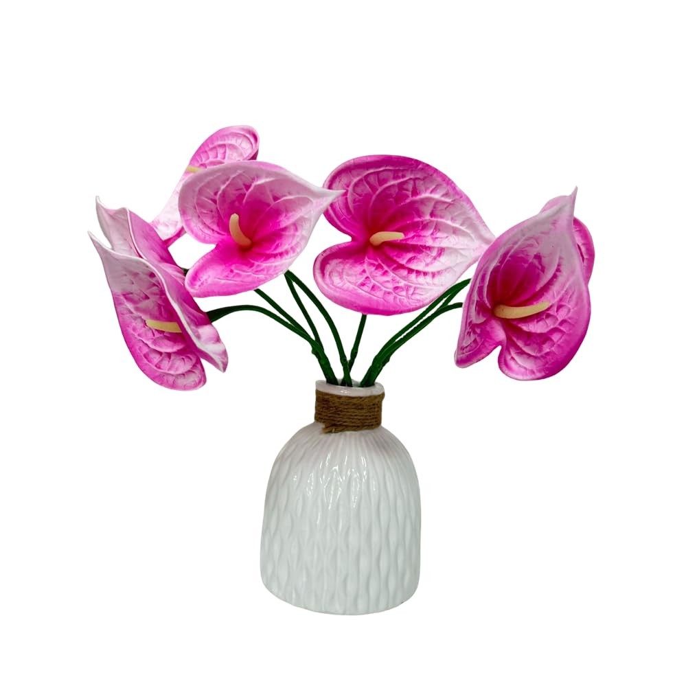 8pcs 13inch Pink Artificial Anthurium Lily Flowers Permanent for Home Decor B…