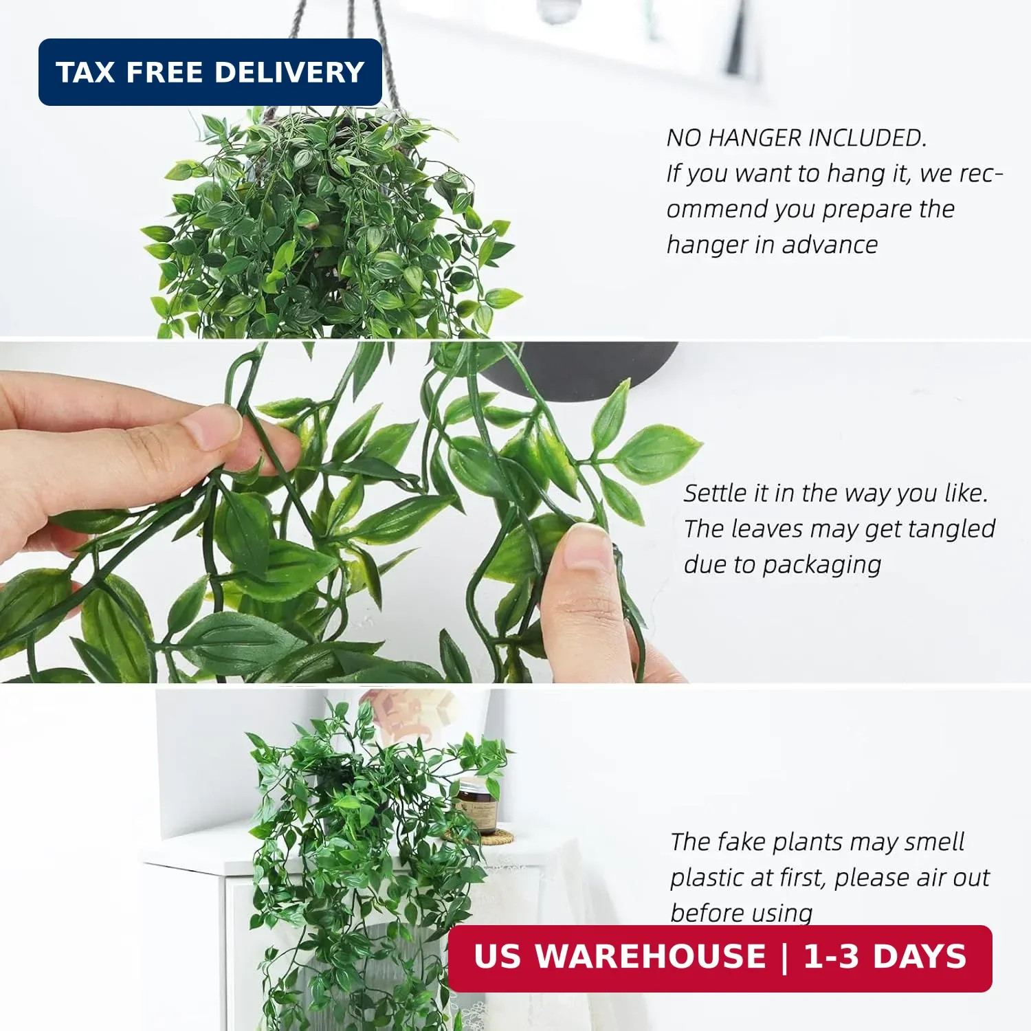 Fake Hanging Plants, Artificial Small Potted Plants for Indoor Outdoor Aesthetic