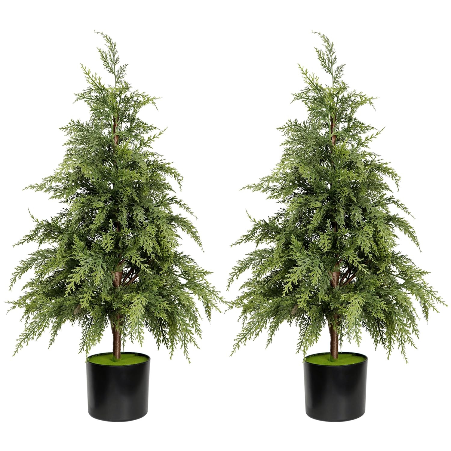 3FT Artificial Cedar Topiary Trees for Front Porch Decor Realistic Xmas Tree …