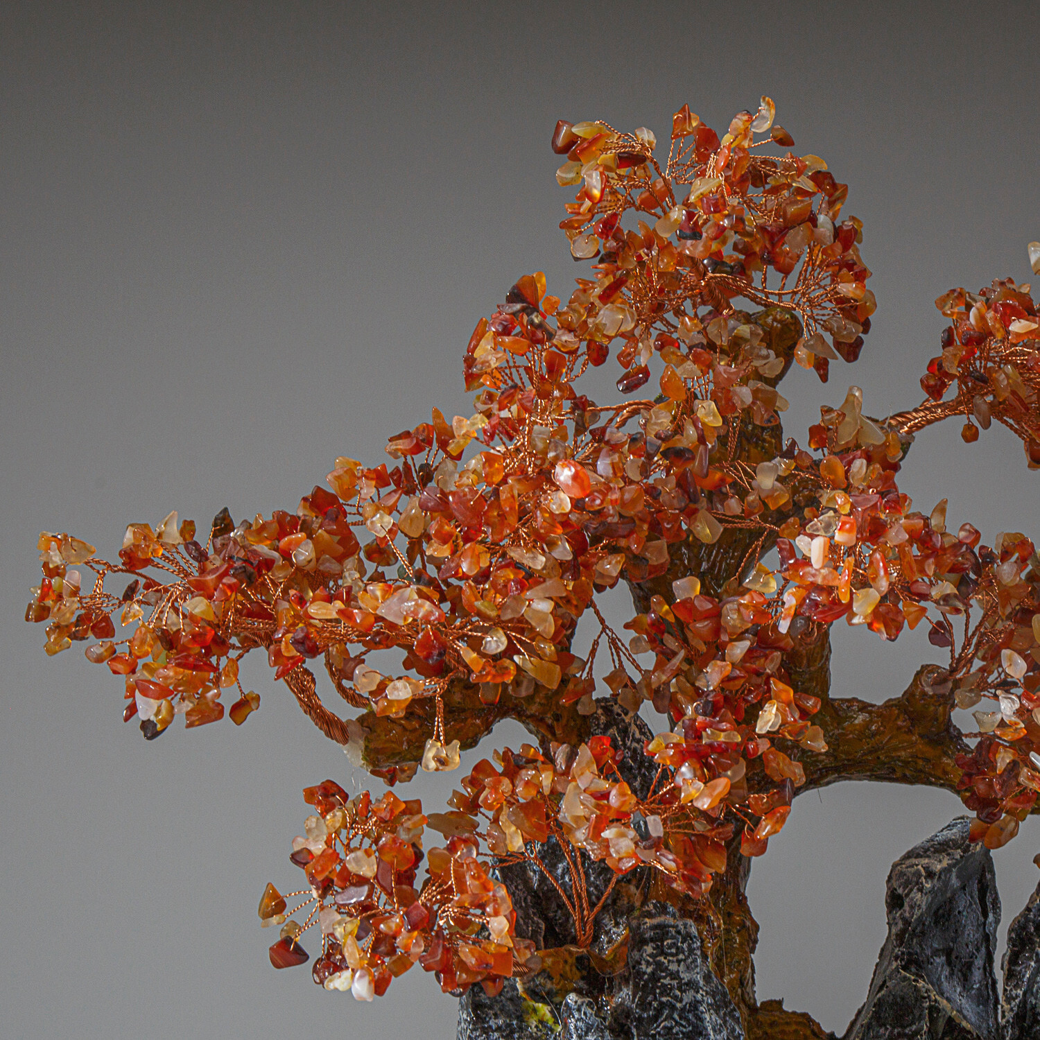 Genuine Carnelian Bonsai Tree in Square Ceramic Pot (15”)