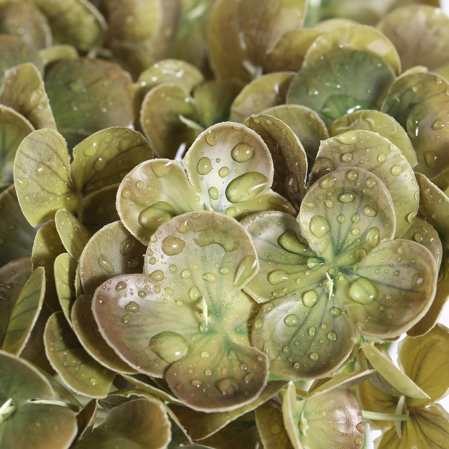 Lifelike Olive Green Hydrangea Faux Flowers – 4 Pcs, 22 Inch Stems